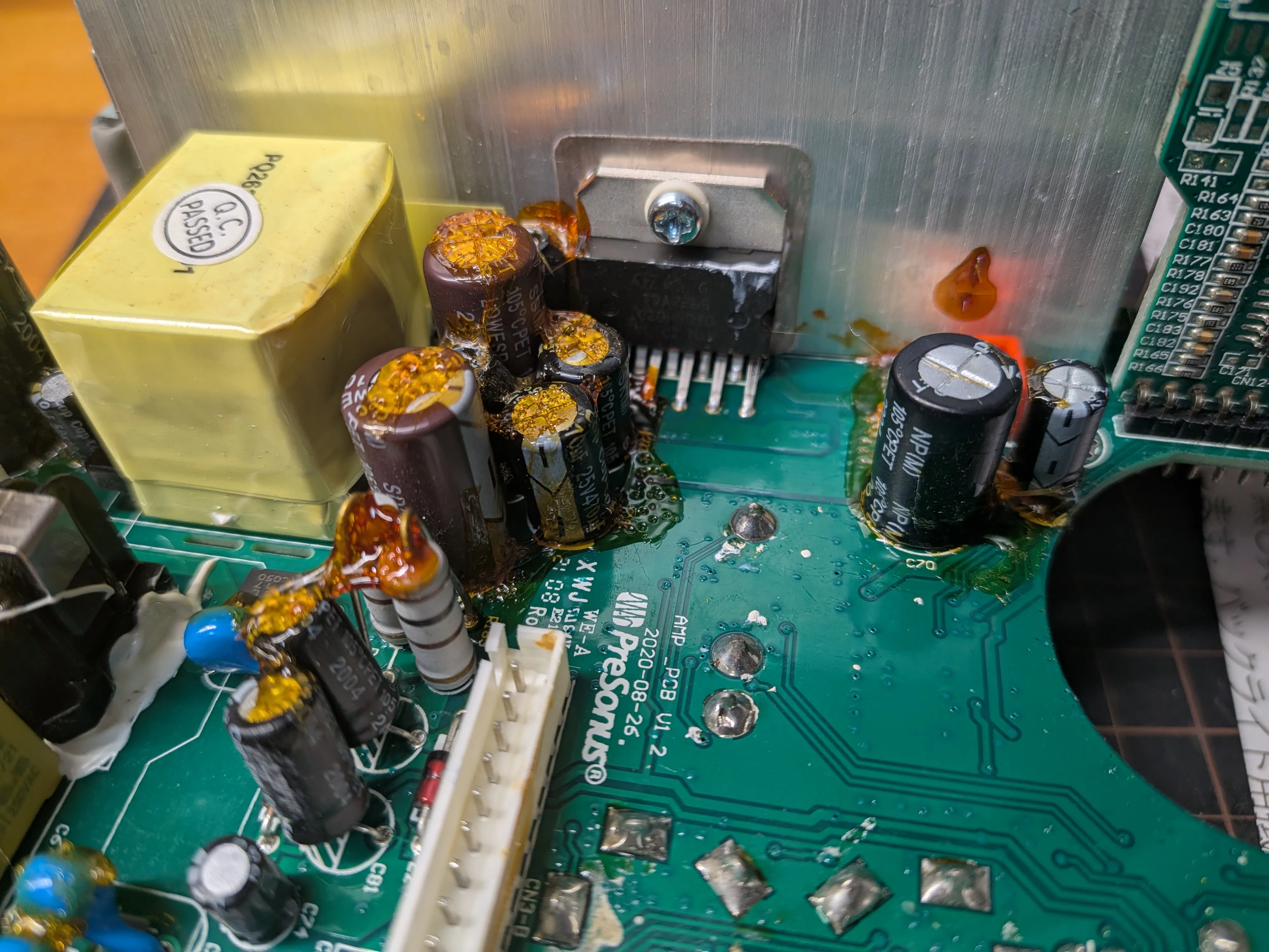 Bulging Cap-top electrolytic capacitors on the PCB