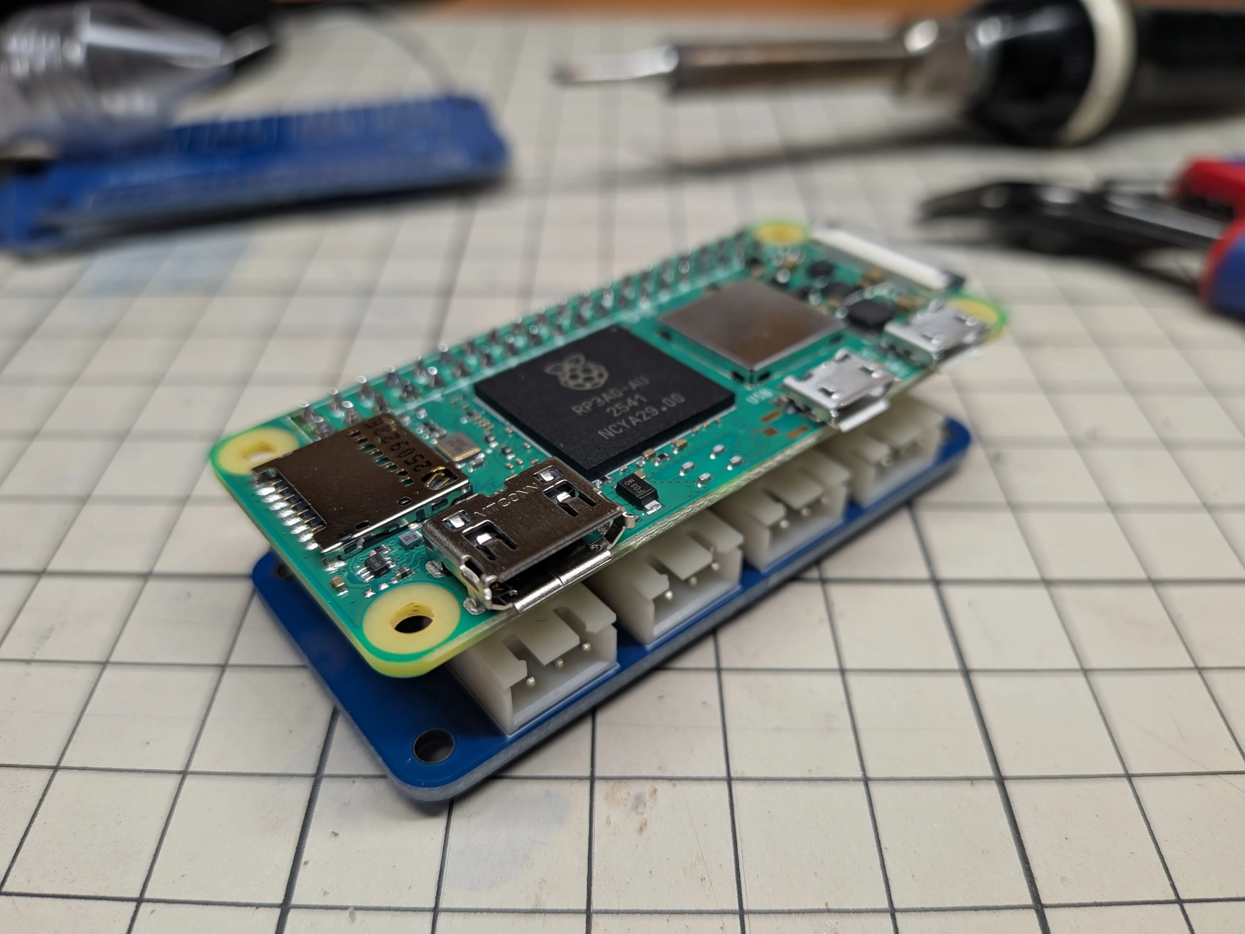 PCB connected to Raspberry Pi Zero 2W